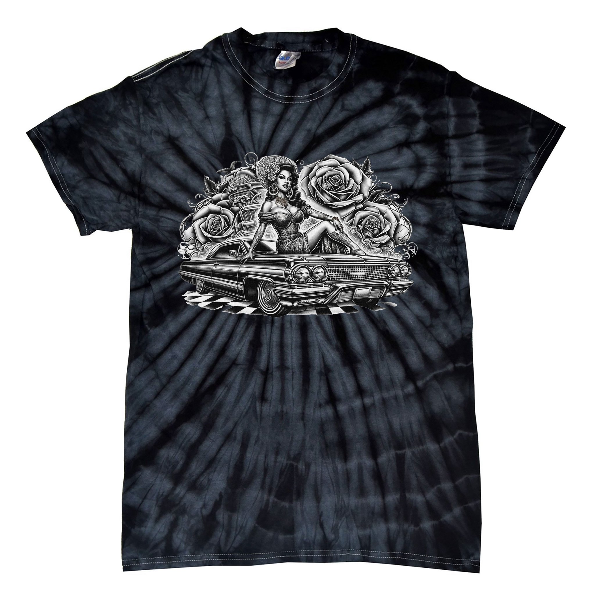 Mexican Street Culture Lowrider Latina Chola Model Tie-Dye T-Shirt
