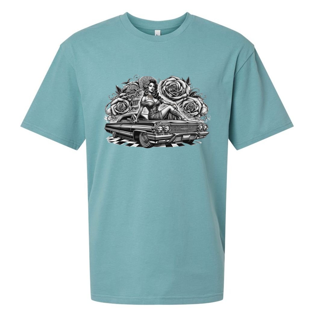 Mexican Street Culture Lowrider Latina Chola Model Sueded Cloud Jersey T-Shirt