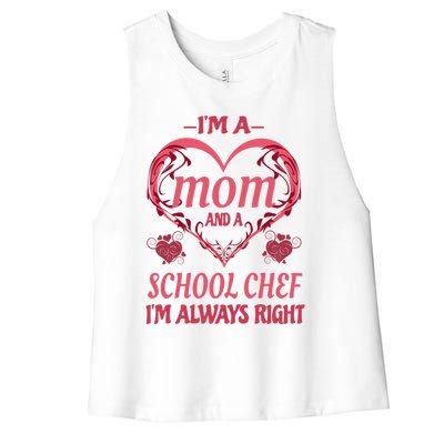 Mom School Chef Funny Saying Gift Women's Racerback Cropped Tank