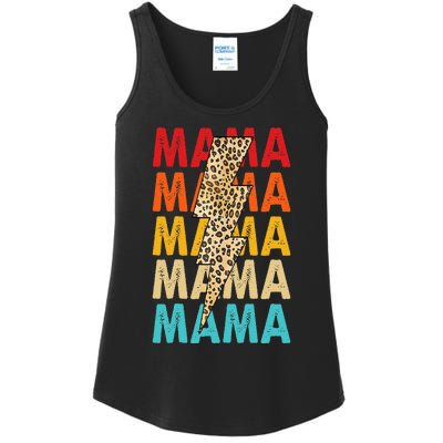 Mama Stacked Distressed Cheetah Leopard Lightning Bolt Mom Ladies Essential Tank