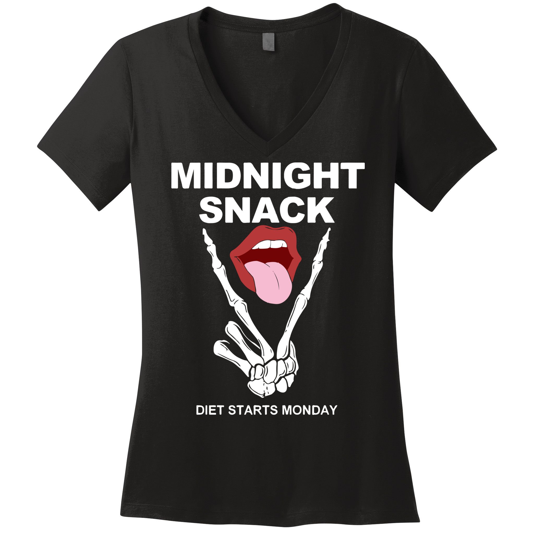 Midnight Snack Diet Starts Monday Women's V-Neck T-Shirt