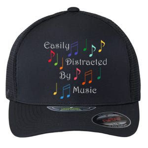 Musician Singer Distracted By Music Notes Art Flexfit Unipanel Trucker Cap