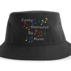 Musician Singer Distracted By Music Notes Art Sustainable Bucket Hat