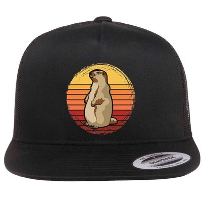 Marmot Sunset Design For Marmot Lovers Flatbill Hat