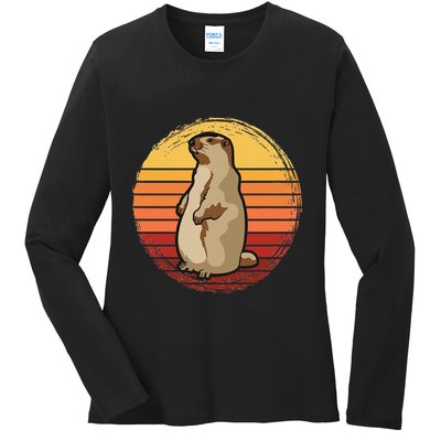 Marmot Sunset Design For Marmot Lovers Ladies Long Sleeve Shirt