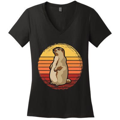 Marmot Sunset Design For Marmot Lovers Women's V-Neck T-Shirt