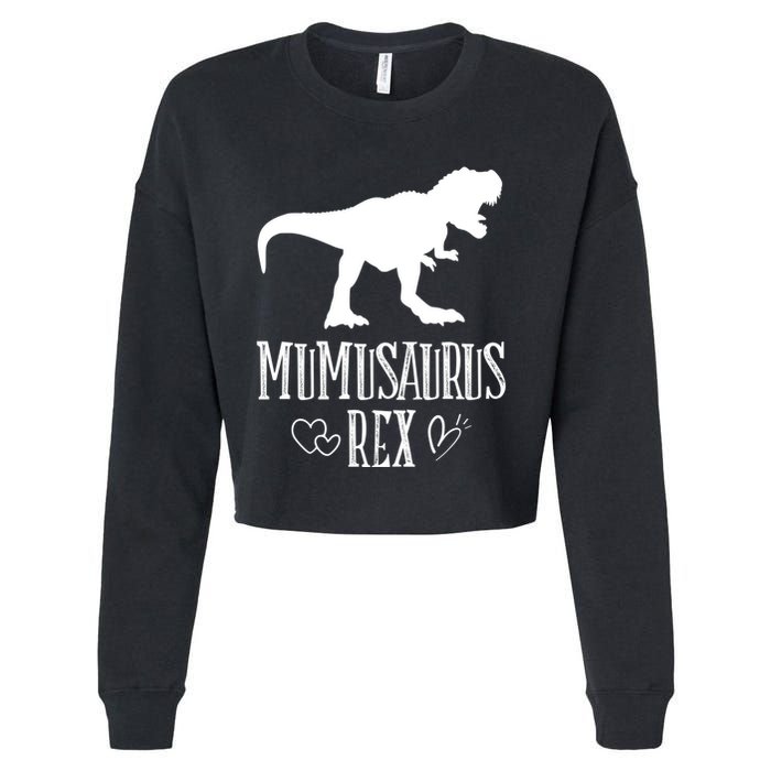 Mumu Saurus Dinosaur Mother Grandma Funny Matching Family Funny Gift Cropped Pullover Crew