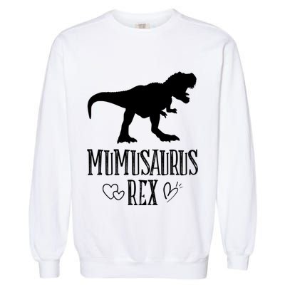 Mumu Saurus Dinosaur Mother Grandma Funny Matching Family Funny Gift Garment-Dyed Sweatshirt