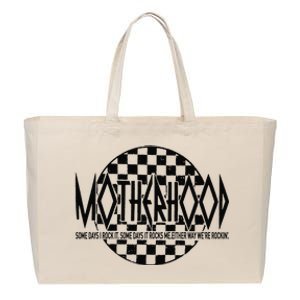 Motherhood Some Days I Rock It Some Days It Rocks Me Mama Cotton Canvas Jumbo Tote