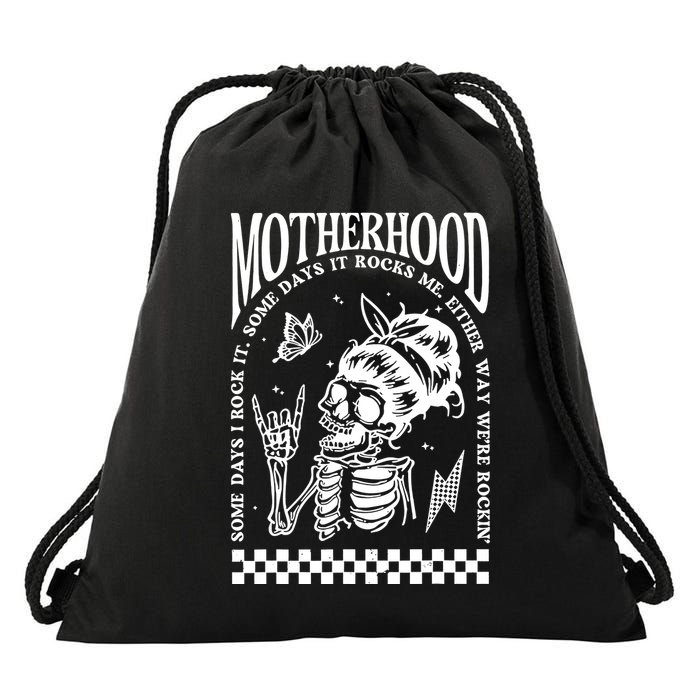 Motherhood Some Day I Rock It Drawstring Bag