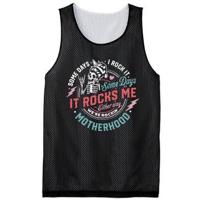 Motherhood Some Days I Rock It Skeleton Sarcastic Mother Day Mesh Reversible Basketball Jersey Tank