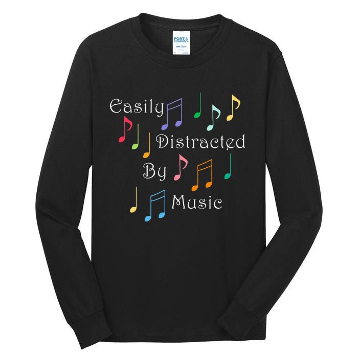 Musician Singer Distracted By Music Notes Art Tall Long Sleeve T-Shirt