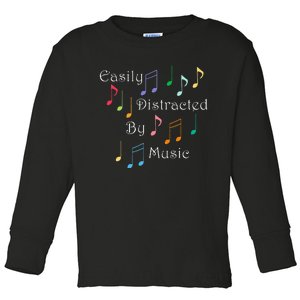 Musician Singer Distracted By Music Notes Art Toddler Long Sleeve Shirt