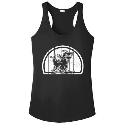 Mountain Skiing Dinosaur Skier Dino Ski Skiing Dino Ladies PosiCharge Competitor Racerback Tank