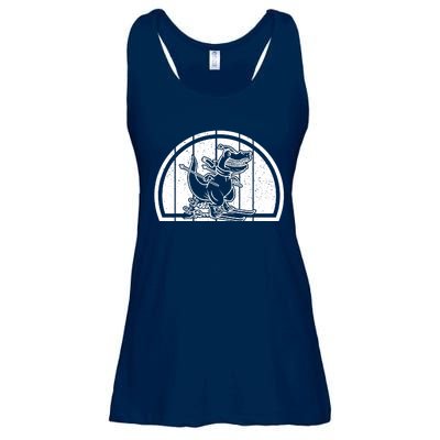 Mountain Skiing Dinosaur Skier Dino Ski Skiing Dino Ladies Essential Flowy Tank