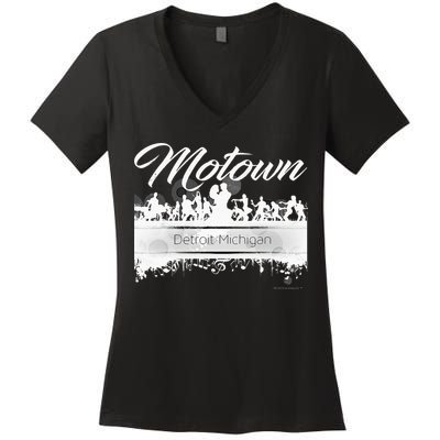 Motown Sound Detroit Michigan Distressed Vintage Women's V-Neck T-Shirt