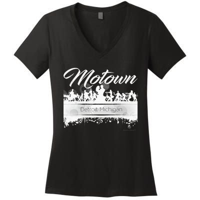 Motown Sound Detroit Michigan Distressed Vintage Women's V-Neck T-Shirt