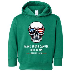 Make South Dakota Red Again Skull Republican Trump 2024 Toddler Hoodie