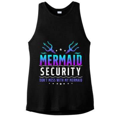 Mermaid Security Don't Mess With My Mermaid Merman Mer Dad Ladies PosiCharge Tri-Blend Wicking Tank