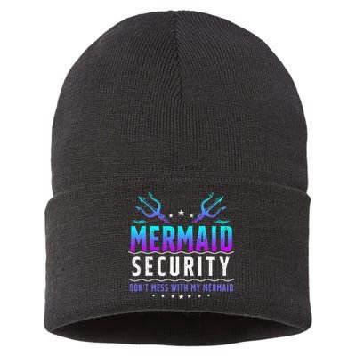 Mermaid Security Don't Mess With My Mermaid Merman Mer Dad Sustainable Knit Beanie