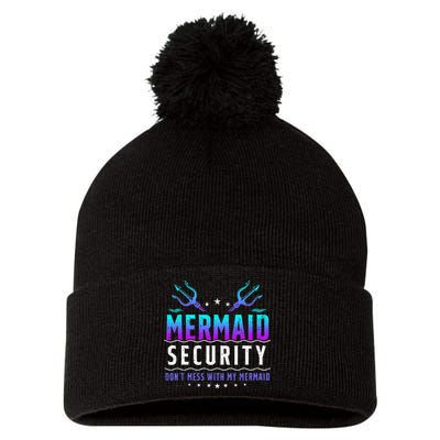 Mermaid Security Don't Mess With My Mermaid Merman Mer Dad Pom Pom 12in Knit Beanie