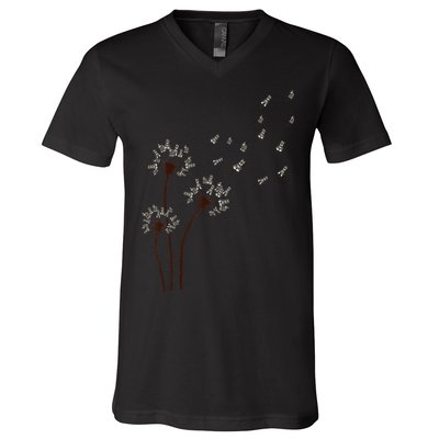 Miniature Schnauzer Dandelion Loves Dog For Mothers Day Dog V-Neck T-Shirt