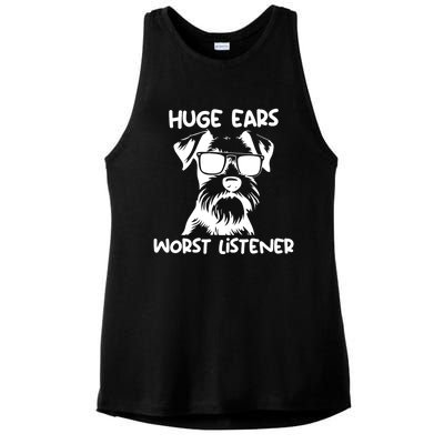 Miniature Schnauzer Dog Huge Ears Worst Listener Ladies PosiCharge Tri-Blend Wicking Tank