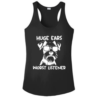 Miniature Schnauzer Dog Huge Ears Worst Listener Ladies PosiCharge Competitor Racerback Tank