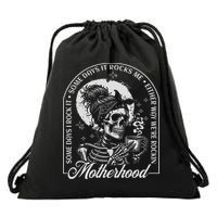 Motherhood Some Days I Rock It Some Days It Rocks Me Retro Drawstring Bag