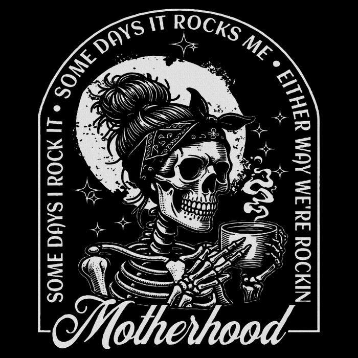 Motherhood Some Days I Rock It Some Days It Rocks Me Retro Drawstring Bag