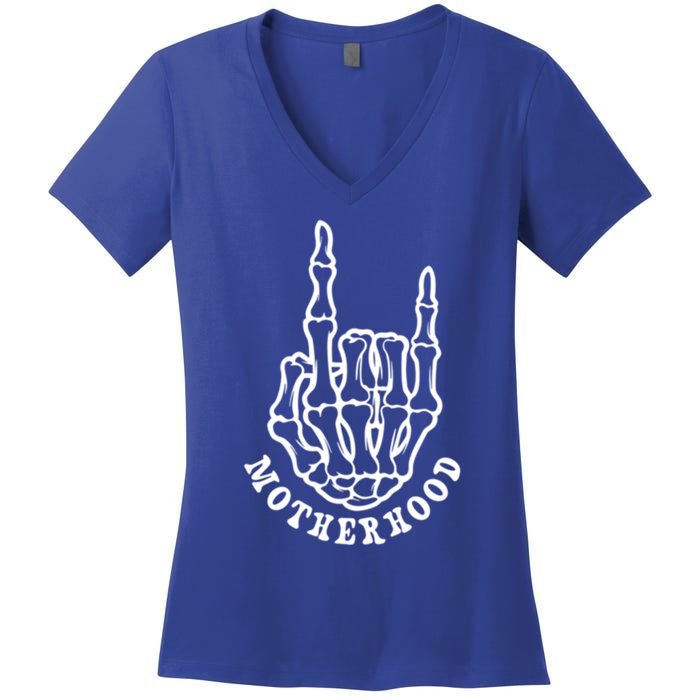 Motherhood Some Days I Rock It Funny Motherhood Skeleton Mom Gift Women's V-Neck T-Shirt