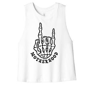 Motherhood Some Days I Rock It Funny Motherhood Skeleton Mom Gift Women's Racerback Cropped Tank