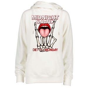 Midnight Snack Diet Starts Monday Womens Funnel Neck Pullover Hood