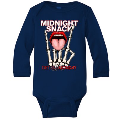 Midnight Snack Diet Starts Monday Baby Long Sleeve Bodysuit