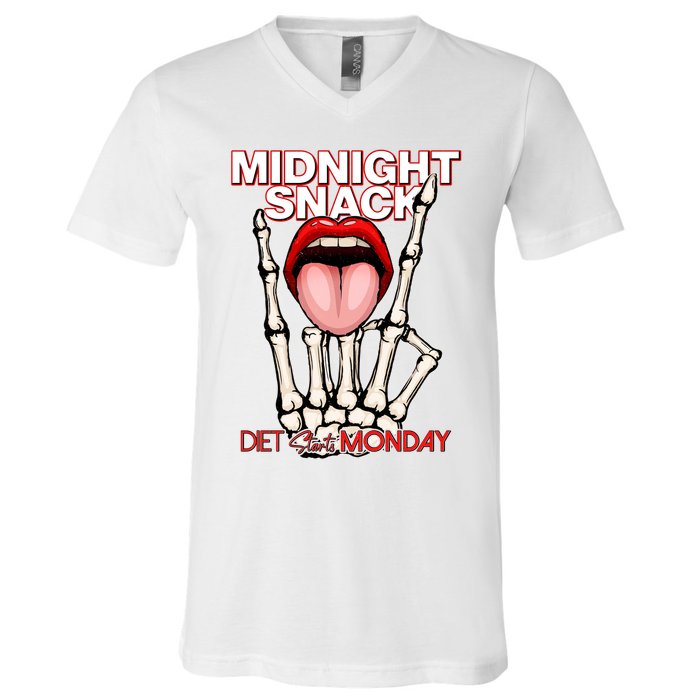Midnight Snack Diet Starts Monday V-Neck T-Shirt