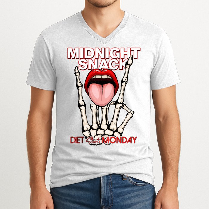 Midnight Snack Diet Starts Monday V-Neck T-Shirt
