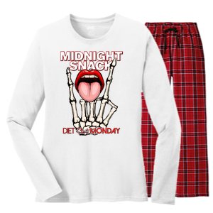 Midnight Snack Diet Starts Monday Women's Long Sleeve Flannel Pajama Set 