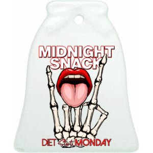 Midnight Snack Diet Starts Monday Ceramic Bell Ornament