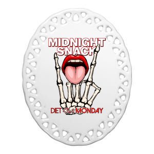 Midnight Snack Diet Starts Monday Ceramic Oval Ornament