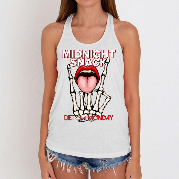 Midnight Snack Diet Starts Monday Women's Knotted Racerback Tank