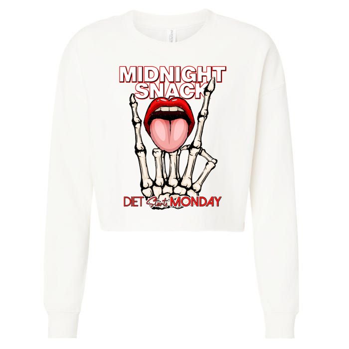 Midnight Snack Diet Starts Monday Cropped Pullover Crew