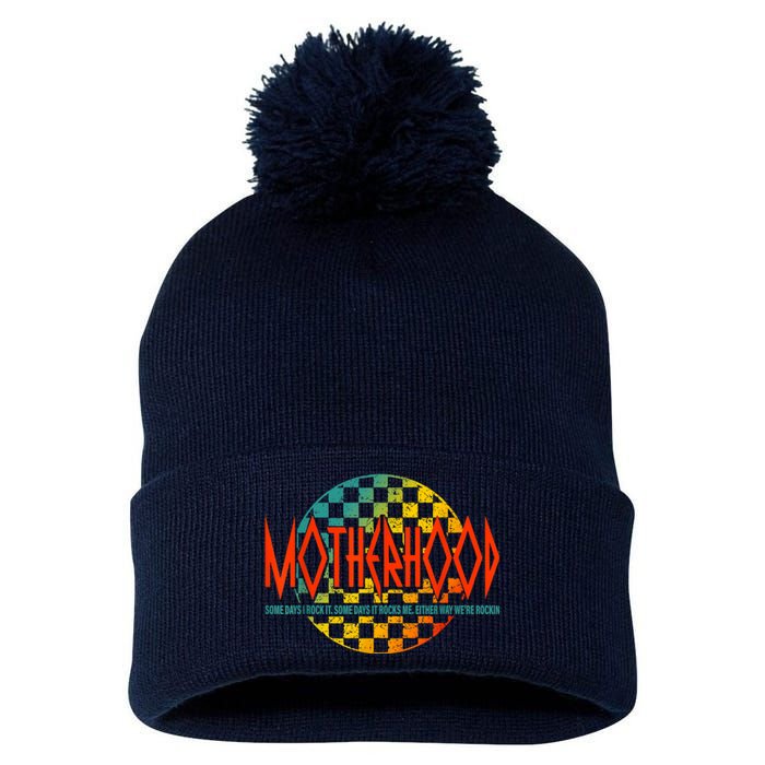 Motherhood Some Days I Rock It Retro Vintage Apparel Pom Pom 12in Knit Beanie