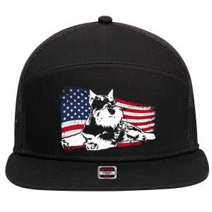 Miniature Schnauzer Dog Breed 7 Panel Mesh Trucker Snapback Hat