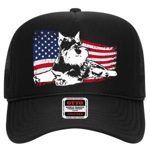 Miniature Schnauzer Dog Breed High Crown Mesh Back Trucker Hat