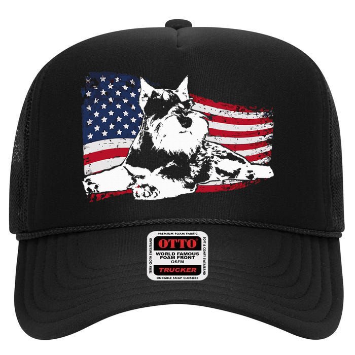 Miniature Schnauzer Dog Breed High Crown Mesh Back Trucker Hat