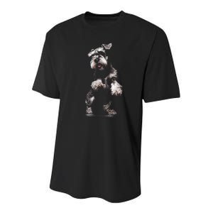 Miniature Schnauzer Dog Art Miniature Schnauzer Youth Performance Sprint T-Shirt