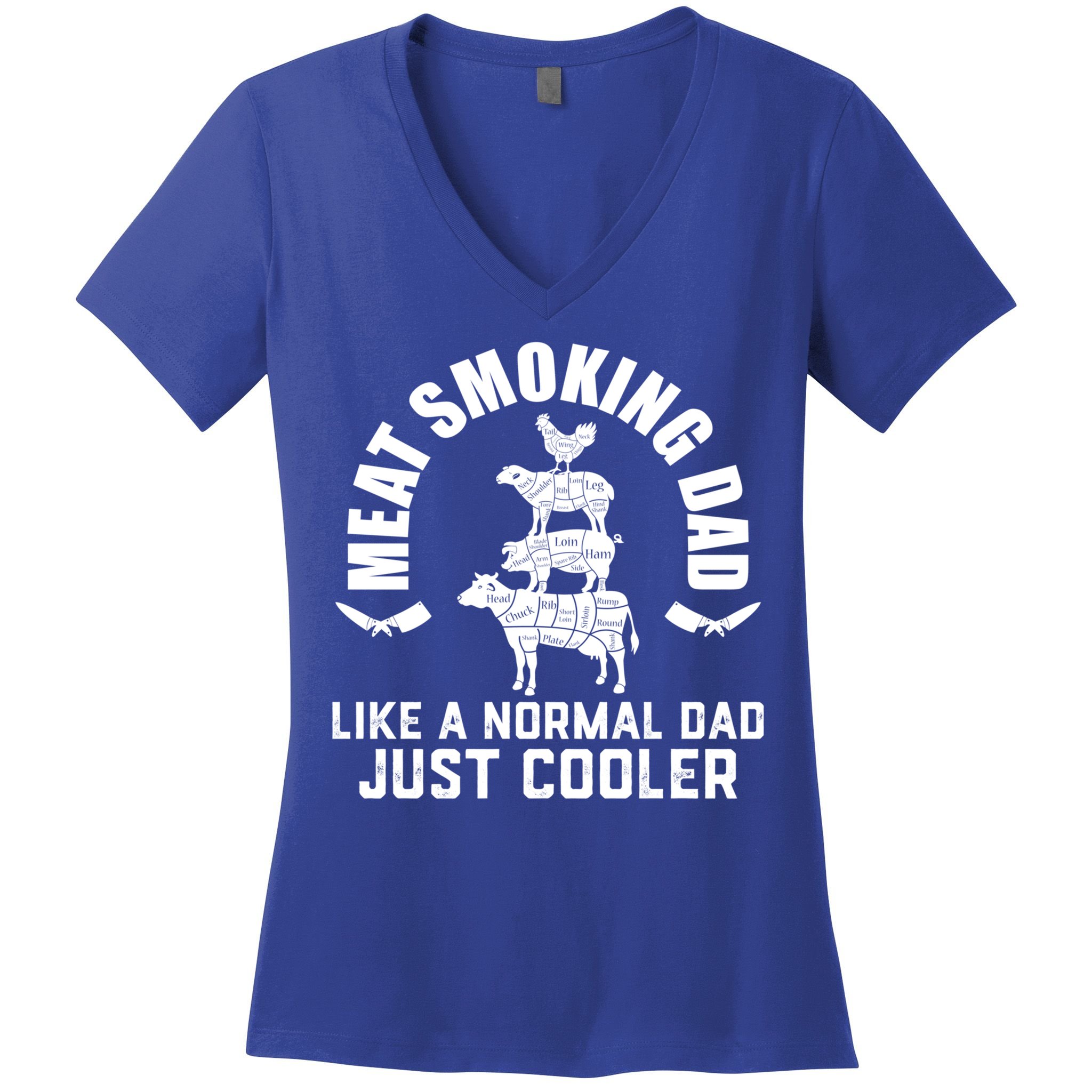 Meat Smoking Dad Meat Smoke Grilling Bbq Fathers Day Gift Women's V-Neck T-Shirt