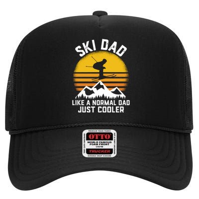 Men Ski Dad Funny Winter Sport Skiing Ski Gift For Men High Crown Mesh Back Trucker Hat