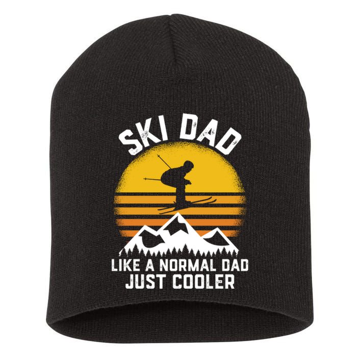 Men Ski Dad Funny Winter Sport Skiing Ski Gift For Men Short Acrylic Beanie