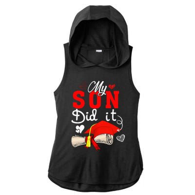 My Son Did It Cute Graduate Cap Proud Son Graduation Ladies PosiCharge Tri-Blend Wicking Draft Hoodie Tank